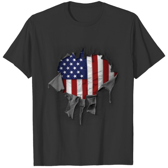 Shredded, Ripped and Torn American Flag T-shirt