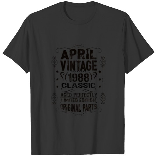 34Th Birthday April 1988 Aries Taurus Zodiac Vinta T-shirt