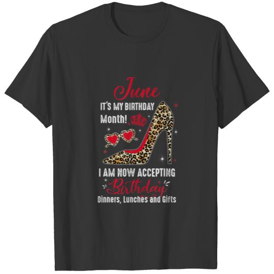 Women June It's My Birthday Leopard High Heels Jun T-shirt