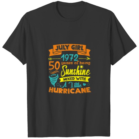 Womens July 1972 50 Years Old Sunshine Mixed With T-shirt