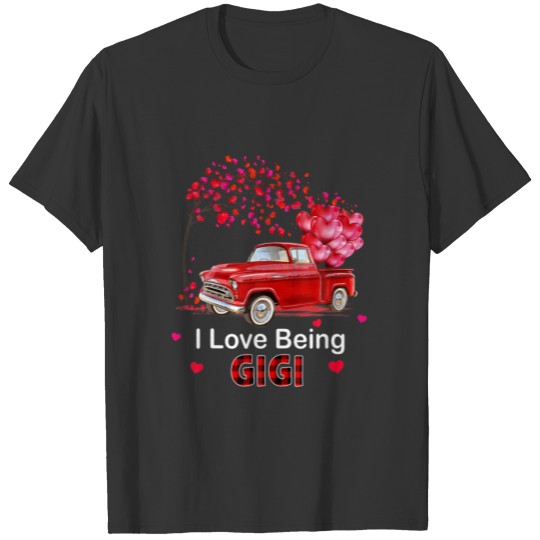 I Love Being A Mimi Red Truck With Heart Valentine T-shirt