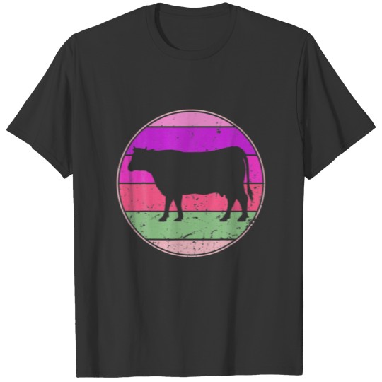Retro Cow Vintage Cow Animal Farm Family Farmer 80 T-shirt