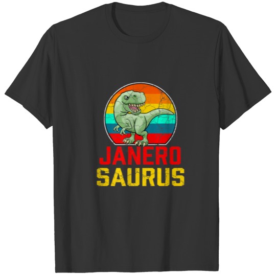 Janero Saurus Family Reunion Last Name Team Funny T-shirt
