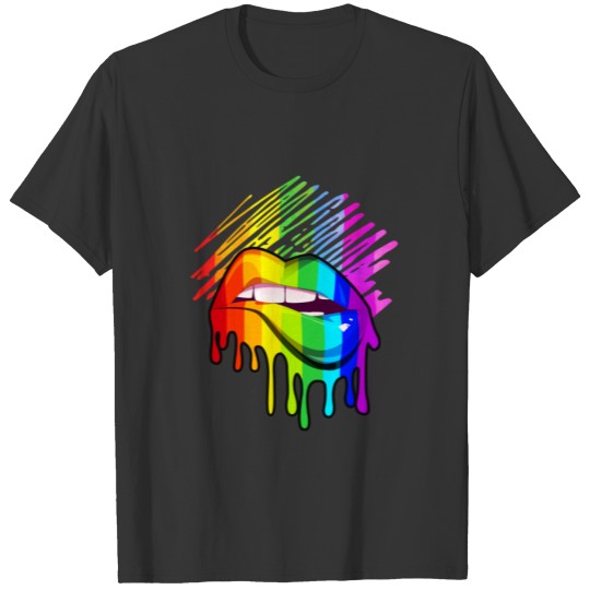 Rainbow Lips LGBTQ LGBT Pride Month Rainbow Flag T-shirt