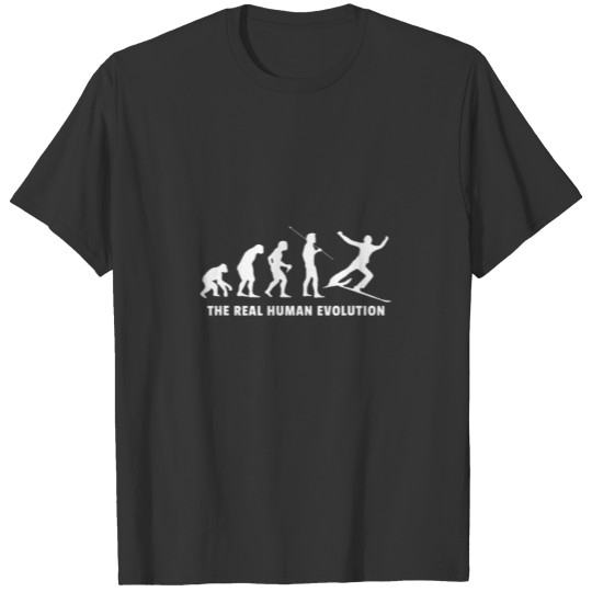 Ski Skiing Wintersports Evolution Gift T-shirt