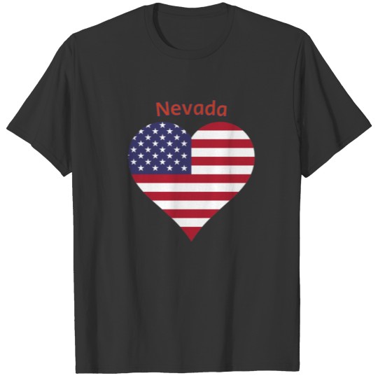 Nevada American Flag Heart T-shirt