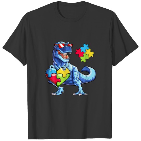 Dinosaur Puzzle Piece T Autism Awareness Boys T-shirt