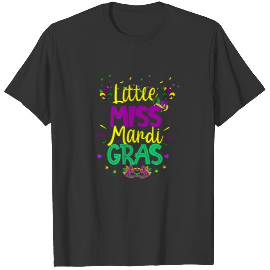 Kids Little Miss Mardi Gras Funny Mardi Gras 2022 T-shirt