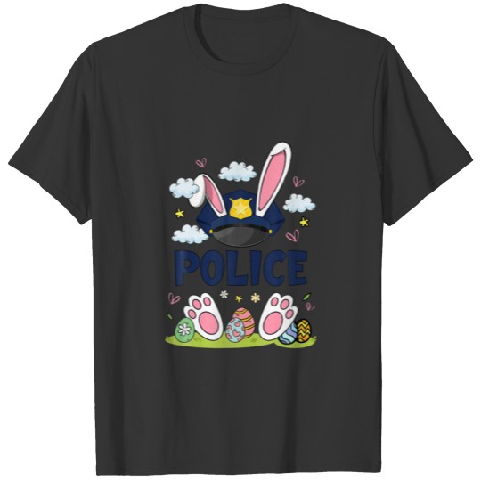 Easter Bunny Cute Funny Police Gift For Men T-shirt