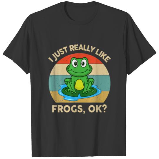 I Just Really Like Frogs Ok Retro Kids Toddler Cut T-shirt