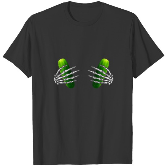 Pickle Bra Costume Funny Fruit Halloween Skull Ske T-shirt