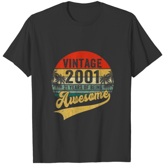 Vintage Retro 2001 21St Birthday Gifts 21 Years Ol T-shirt