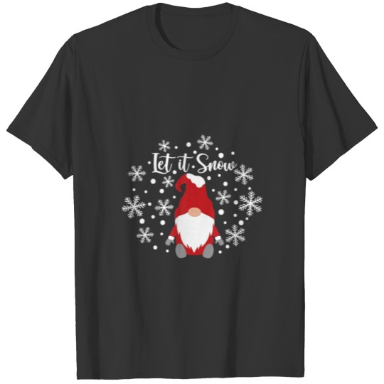 Let It Snow Gnomes In Red And Snowflake Merry Chri T-shirt