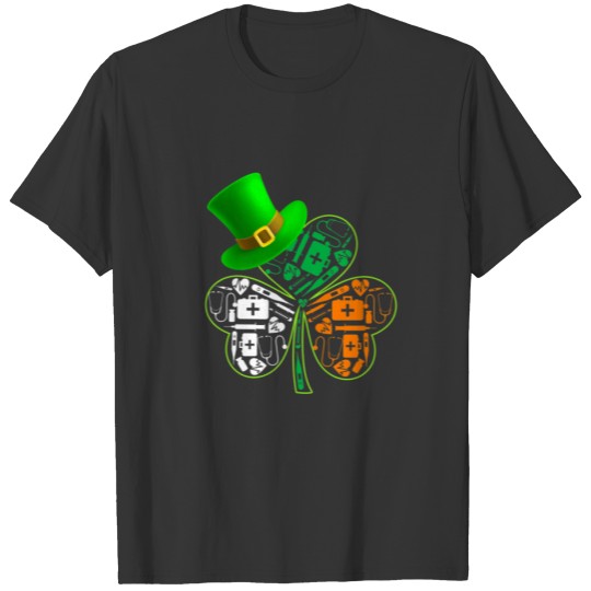 Funny Saint Patrick's Day Doctor Shamrock Hat Iris T-shirt