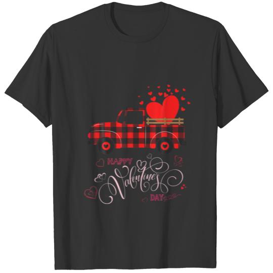 Happy Valentine's Day 2022 Women Kids Red Truck Va T-shirt