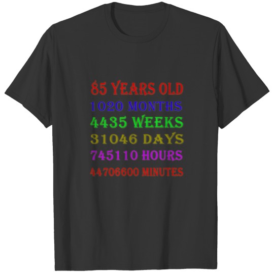 85th Birthday Milestones T-shirt