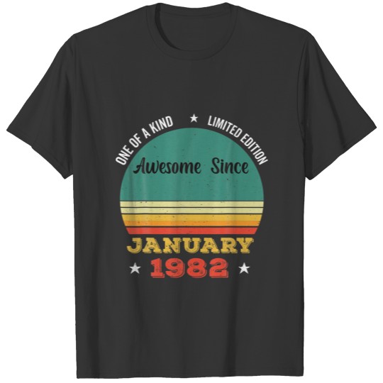 40Th Birthday January Limited 1982 Sunset Wishes T-shirt