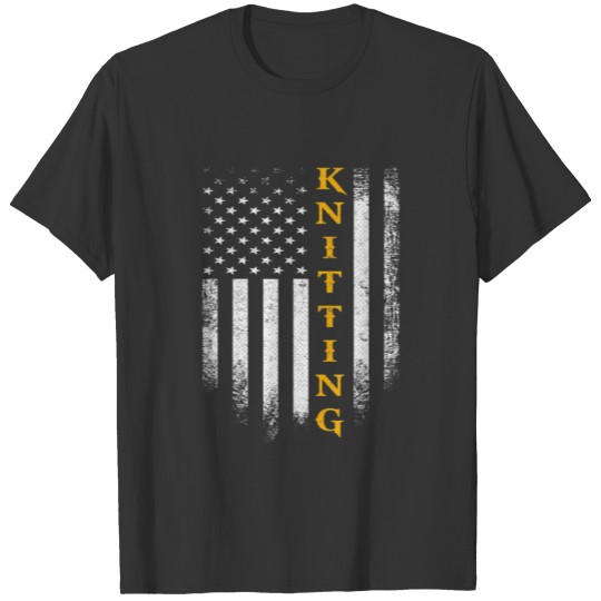 Vintage American Flag Hand Knit Handcraft Knitters T-shirt