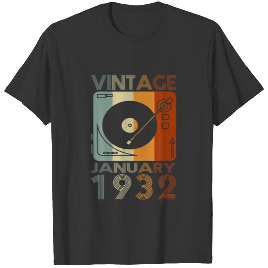 Retro January 1932 T 90Th Birthday Gift 90 Years O T-shirt