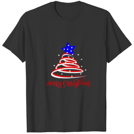 Christmas Tree USA FLAG Xmas Pajama Gifts Merry Ch T-shirt
