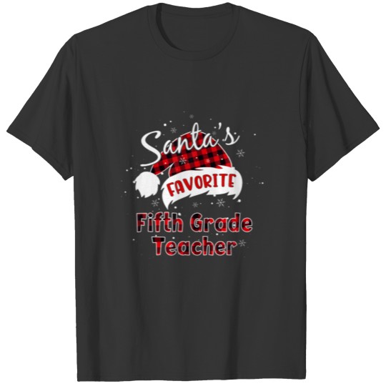Funny Santa's Favorite Fifth Grade Teacher Christm T-shirt