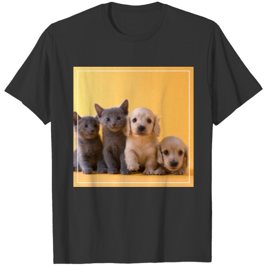 Russian Blue Kittens And Dachshund Puppies T-shirt