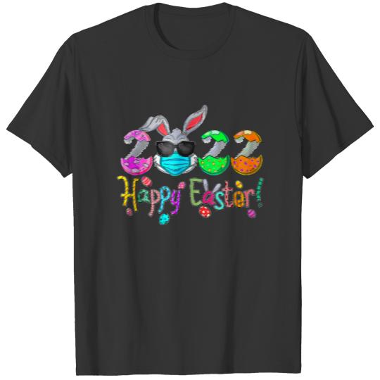 Happy Easter Day 2022 Bunny With Mask Funny Rabbit T-shirt