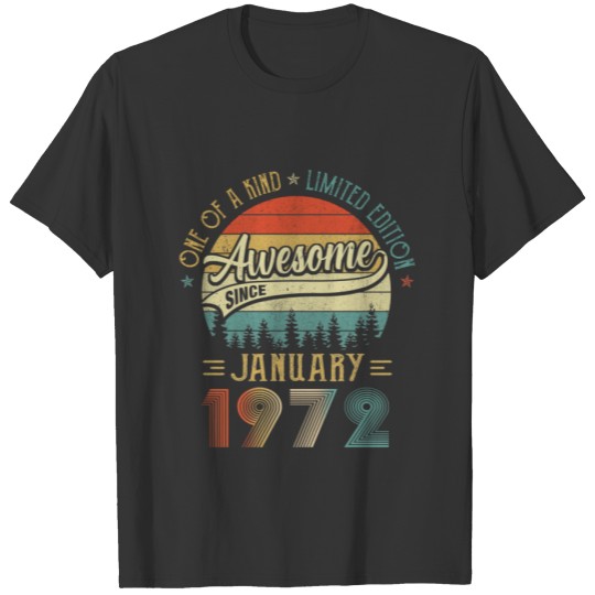 January 1972 Vintage 50 Years Old Retro 50th Birth T-shirt