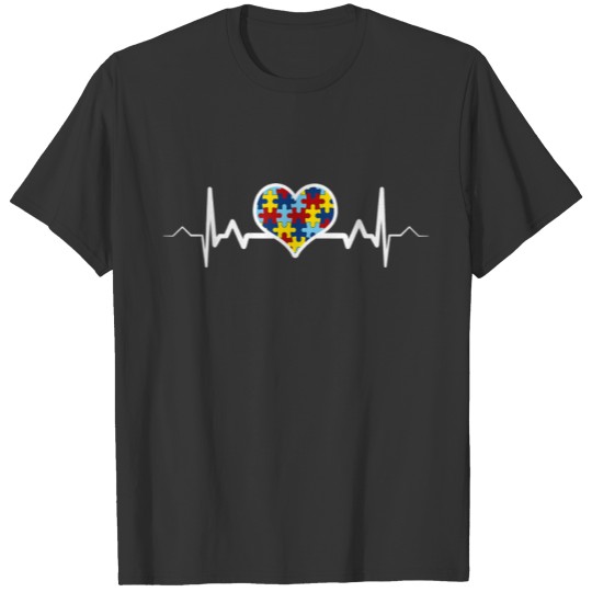 Autistic | Autism Awareness Heartbeat Puzzle Pride T-shirt