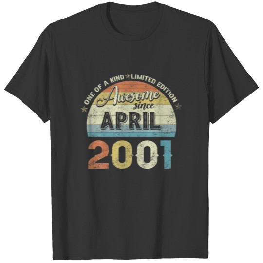 April 2001 Vintage 21 Years Old Retro 21St Birthda T-shirt