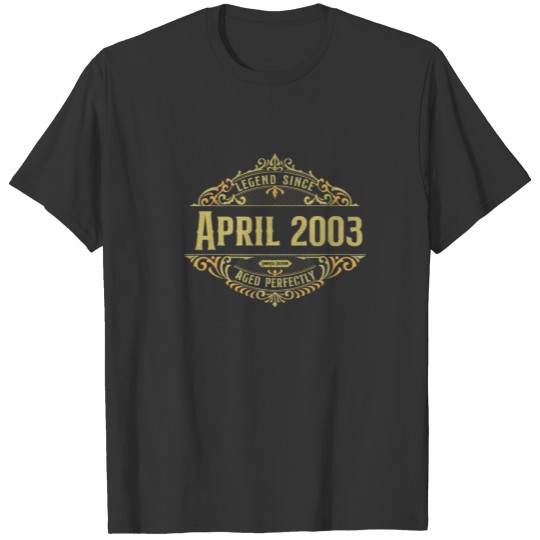 19Th Birthday Vintage Legend Since April 2003 T-shirt