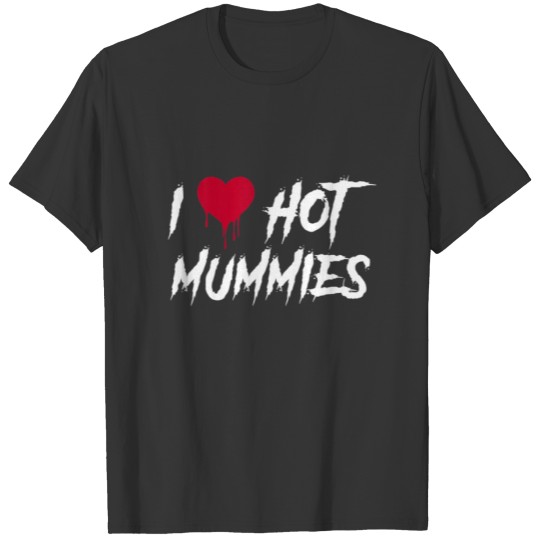 Funny Halloween Red Heart Mummies - I Love Hot T-shirt