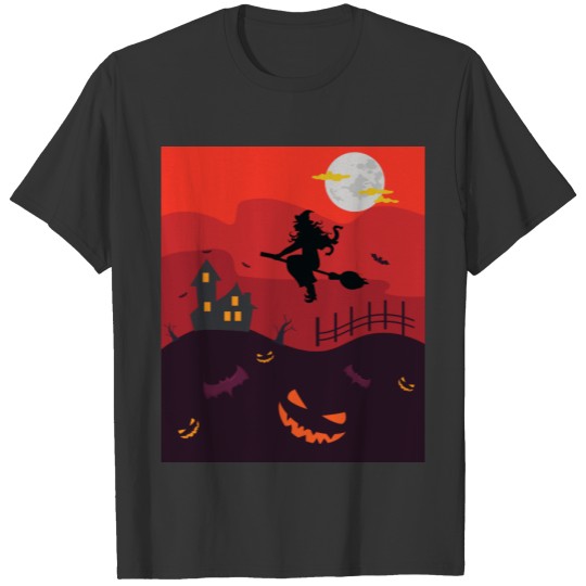 Spooky Halloween Flying Witch Funny Halloween Gift T-shirt