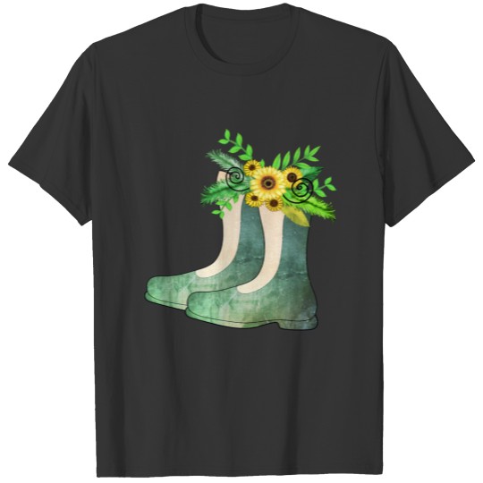 Country boots sunflower rustic T-shirt