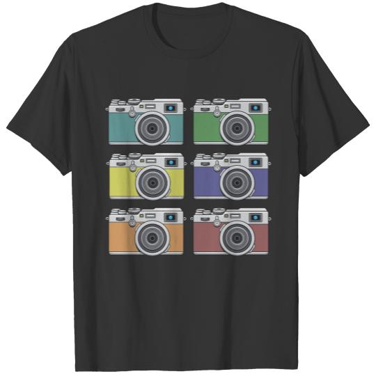 SIX COLORFUL RETRO PHOTO CAMERAS ILLUSTRATION T-shirt