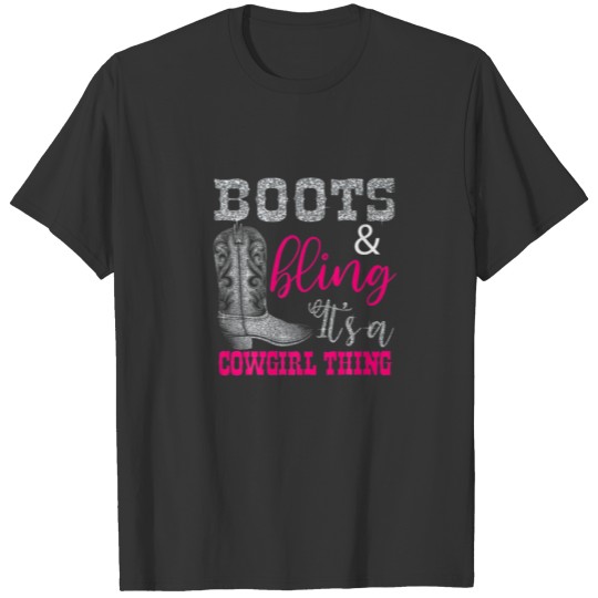 Funny Cowgirl Boots Bling Women Gift Cute Love Cou T-shirt