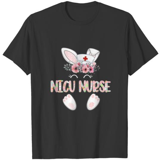 NICU Nurse Easter Nurse Floral Bunny T-shirt