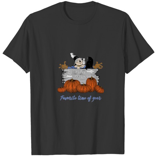 Halloween Scarecrow Black Cat Hay Ride Fall Harves T-shirt
