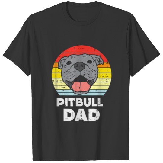 Mens Pitbull Dad Sunset Retro Pittie Pitty Pet Dog T-shirt