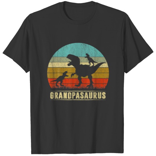 Grandpa Dinosaur Grandpasaurus 2 Two Kids Father's T-shirt