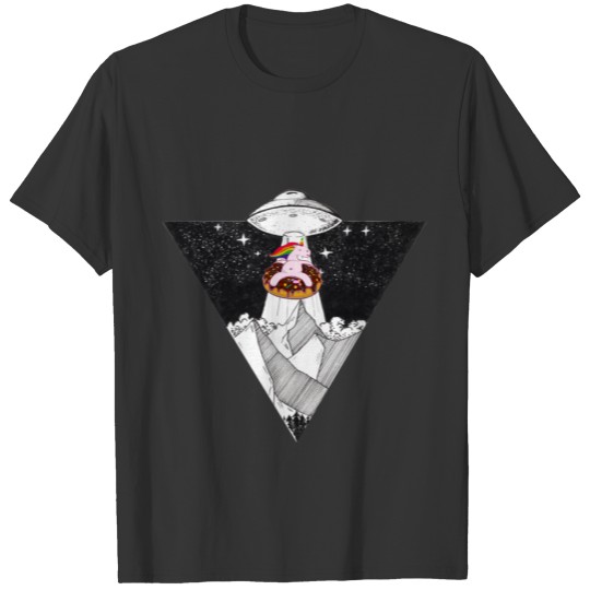 UFO Abduction of Unicorn on a Donut T-shirt