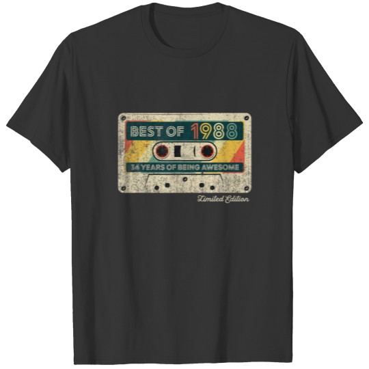 Vintage Best Of 1988 Birthday Retro 80S 34Th Birth T-shirt