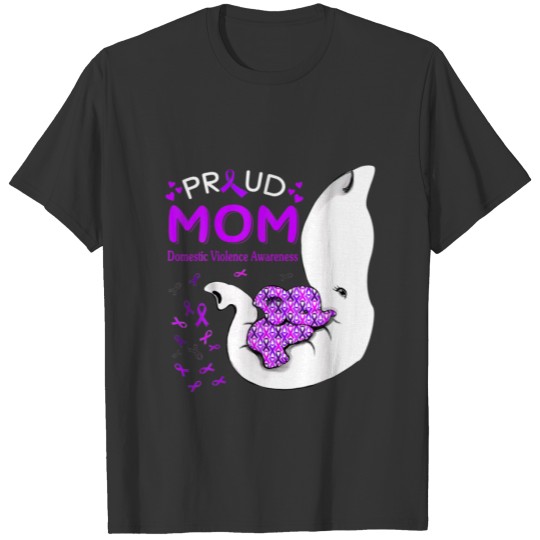 Domestic Violence Awareness Proud Elephant Mom Rib T-shirt
