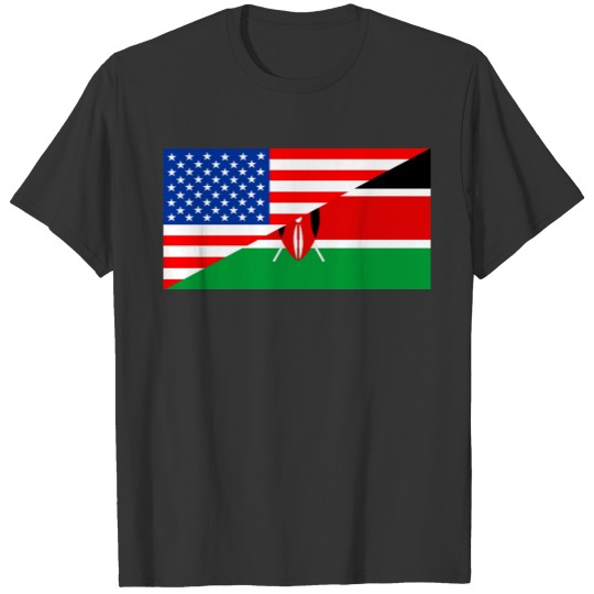 usa Kenya country half flag america symbol T-shirt