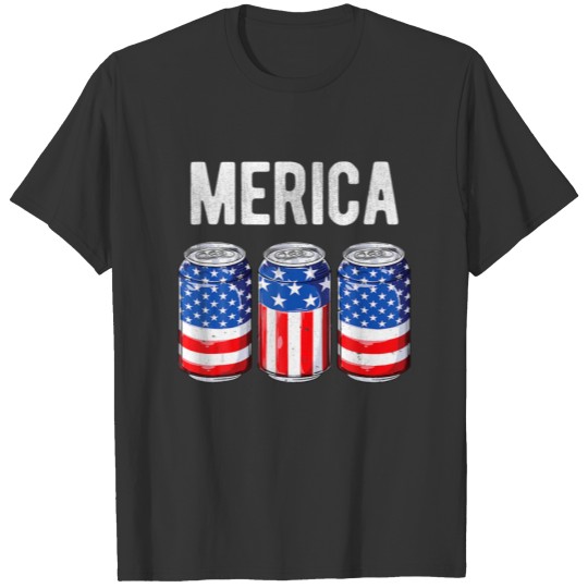 Beer American Flag 4Th Of July Men Women Merica US T-shirt