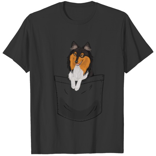 Pocket Cute Collie Dog T-shirt