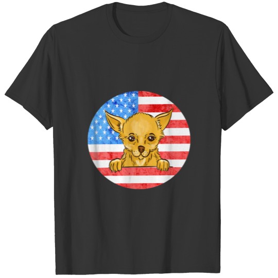 Chihuahua Dog Lover American Flag Chi Dog Owner Pu T-shirt