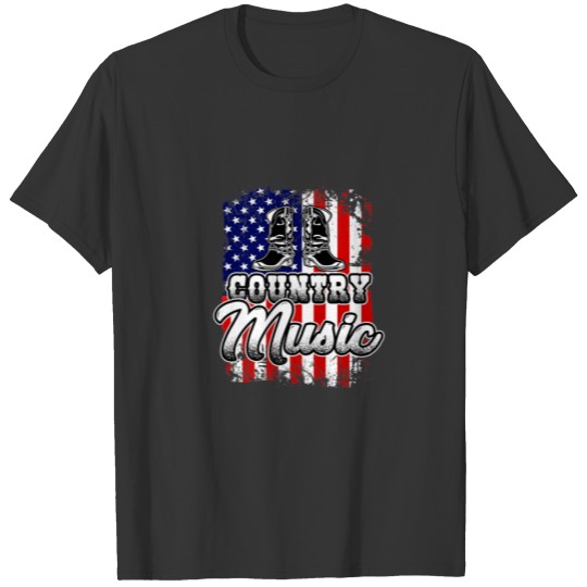 Country Music Western Country Boots Distress Ameri T-shirt