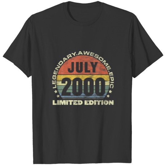 21-Year-Old In 2021 2000 Of July Retro For Vintage T-shirt
