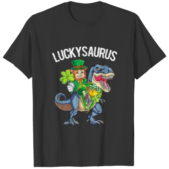 Lucky Saurus Leprechaun And Dinosaur Saints Patric T-shirt